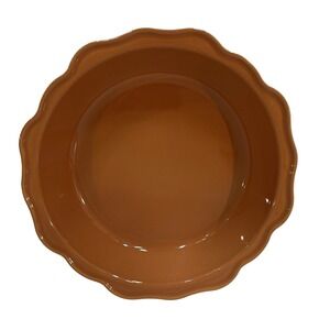 Emile Henry Ruffled Pie Dish French Ceramic Artisan Tan 10"